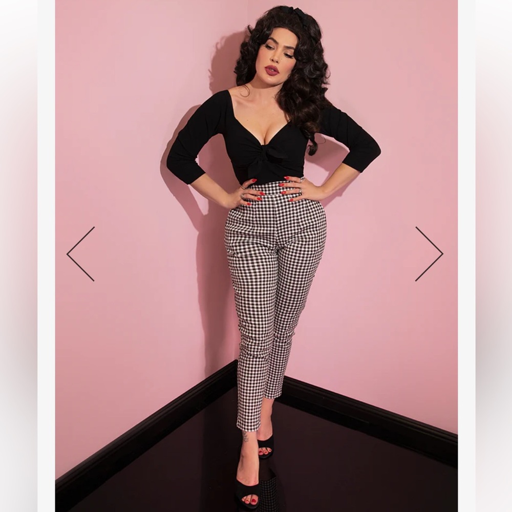 Retro Vixen by Micheline Pitt Black and White Cigarette Pants Sz S